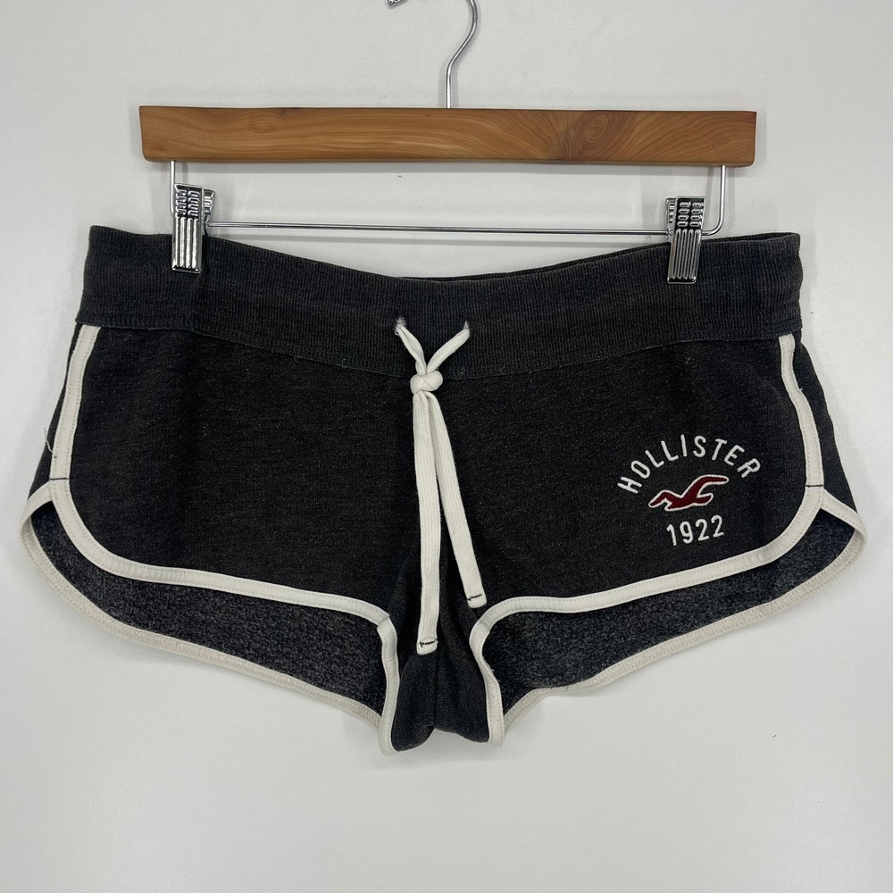 Hollister Womens Gray Fleece Dolphin Shorts Logo Graphic Medium Vtg Y2K
